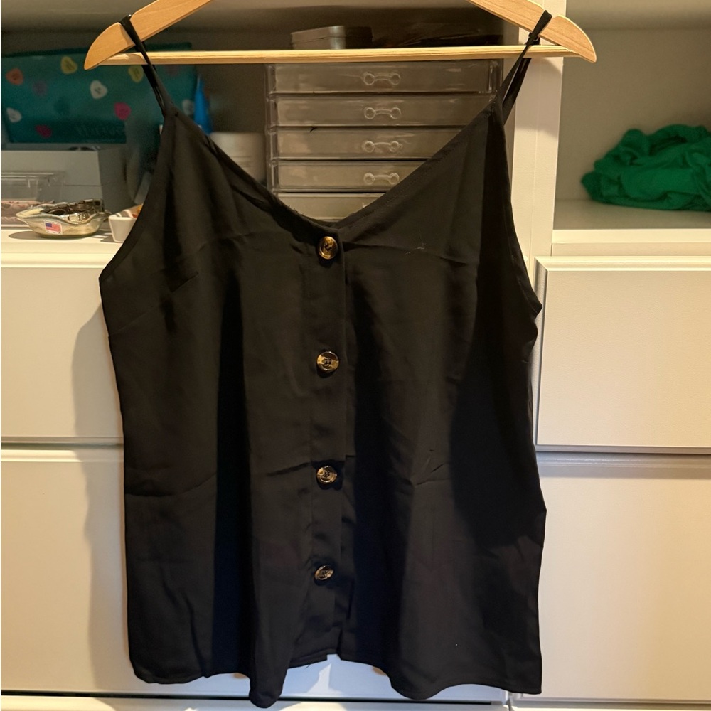 Chic Black Button-Front Camisole